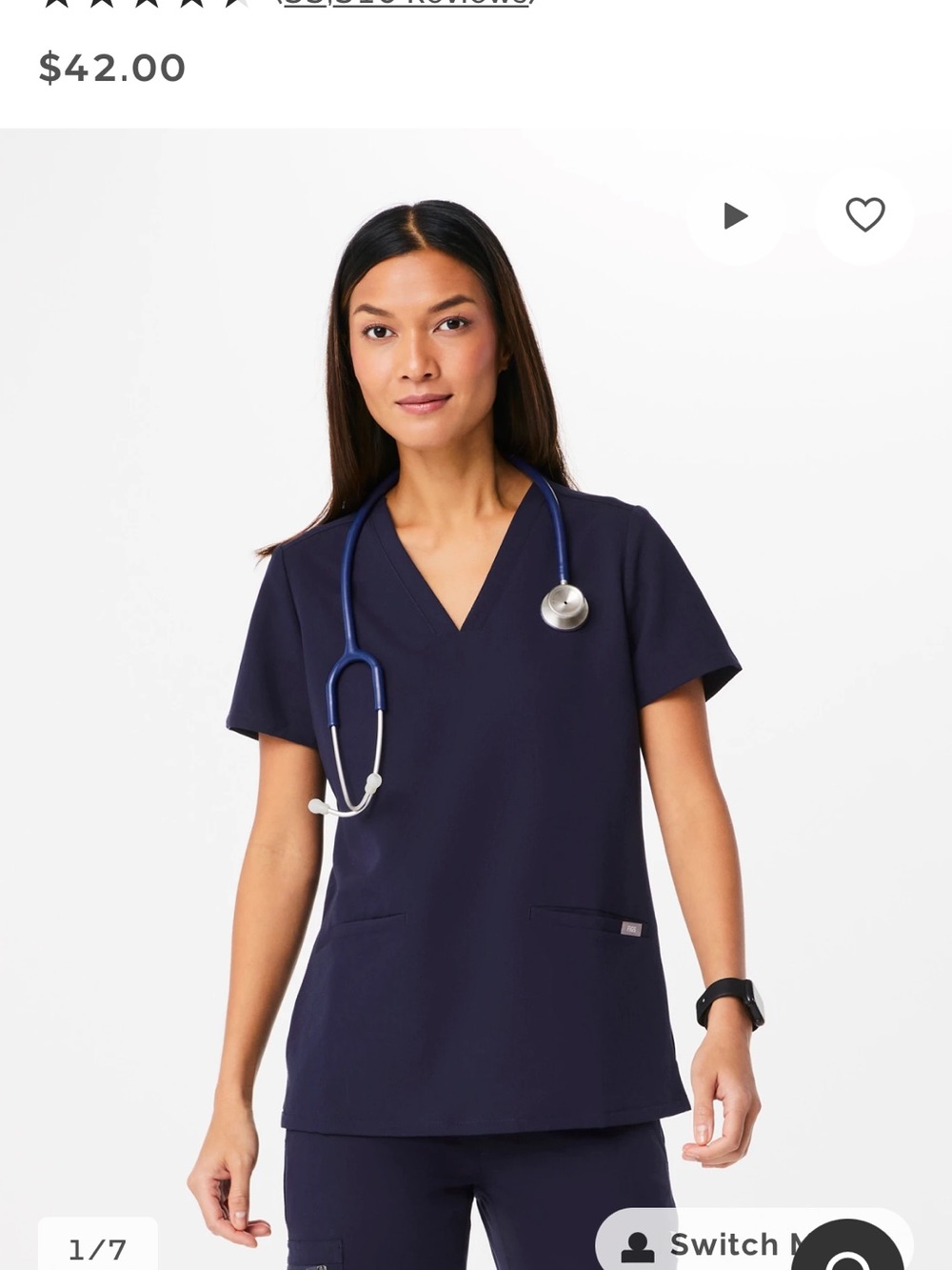 Figs Women’s V-Neck Tunic Top in Navy